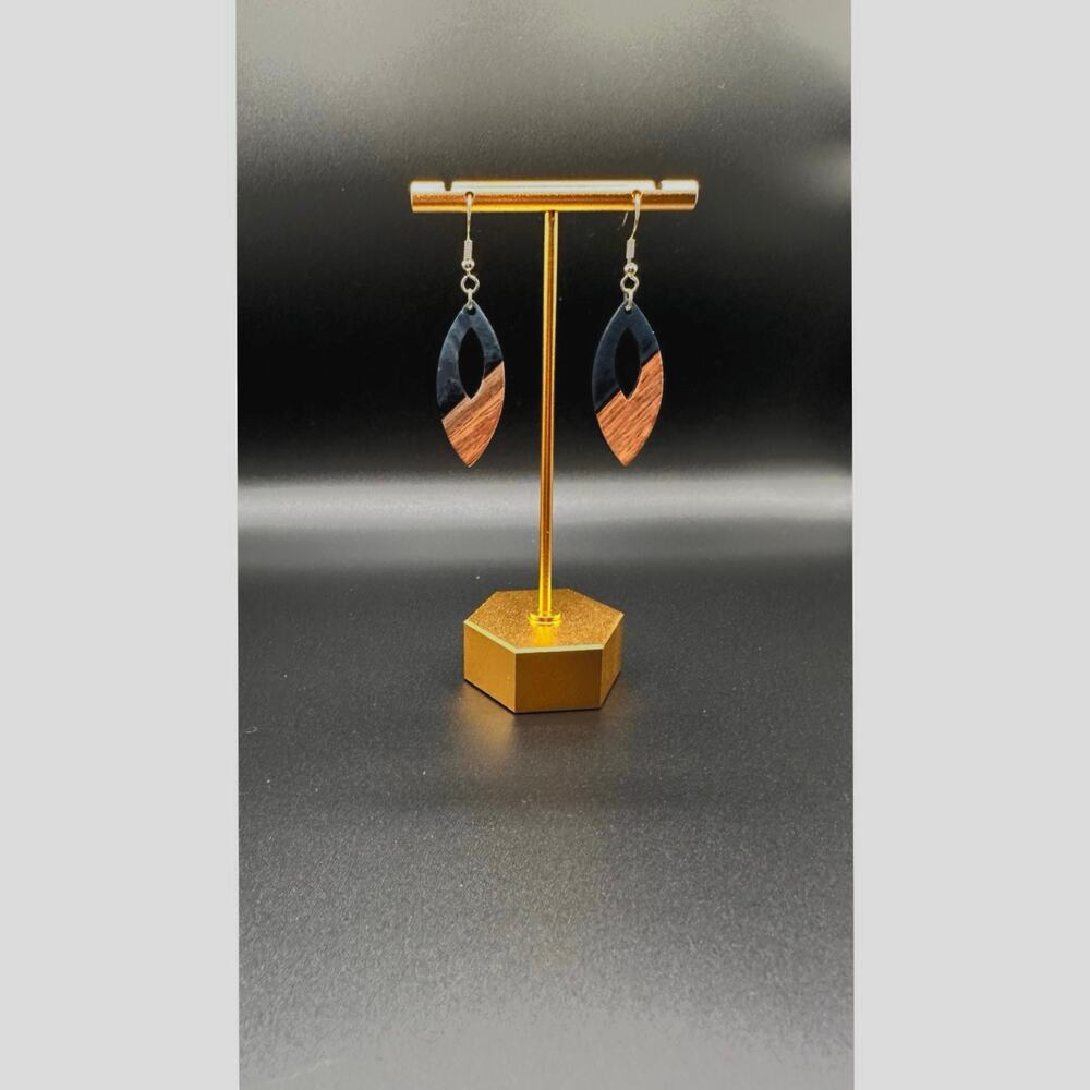 Dangle Earrings Black/Wood